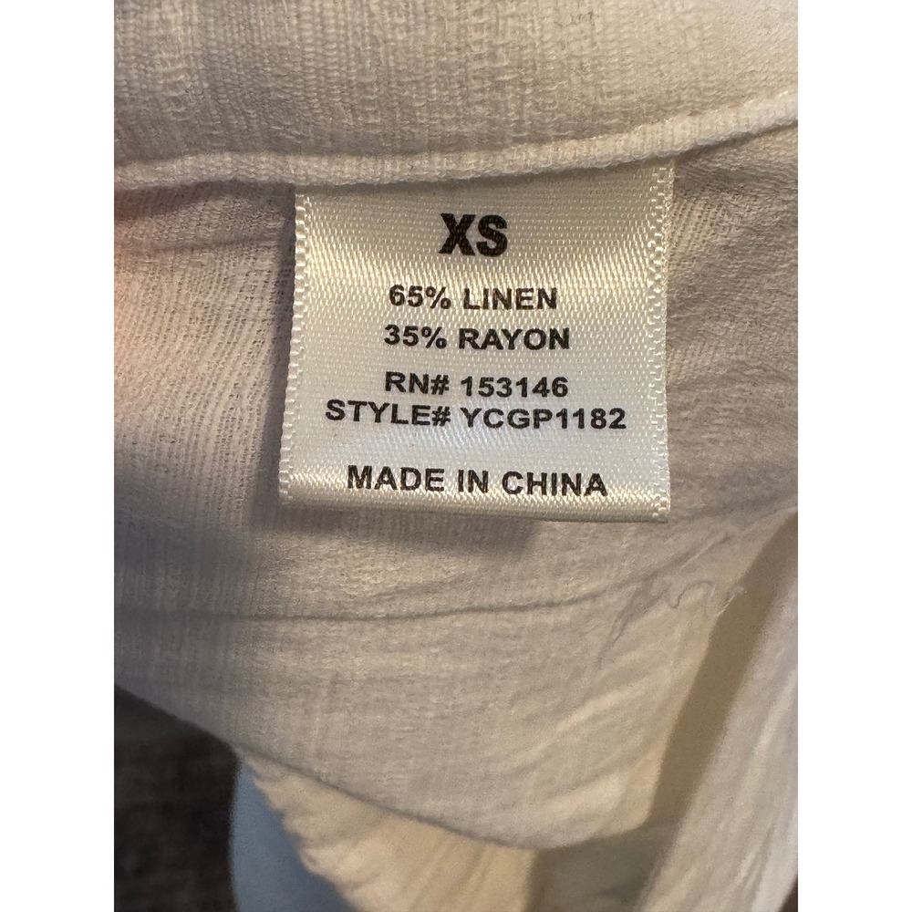 Good Luck Gem White Linen Blend Wide Leg Sailor Button Pants XS YCGP1182 - Picture 6 of 6